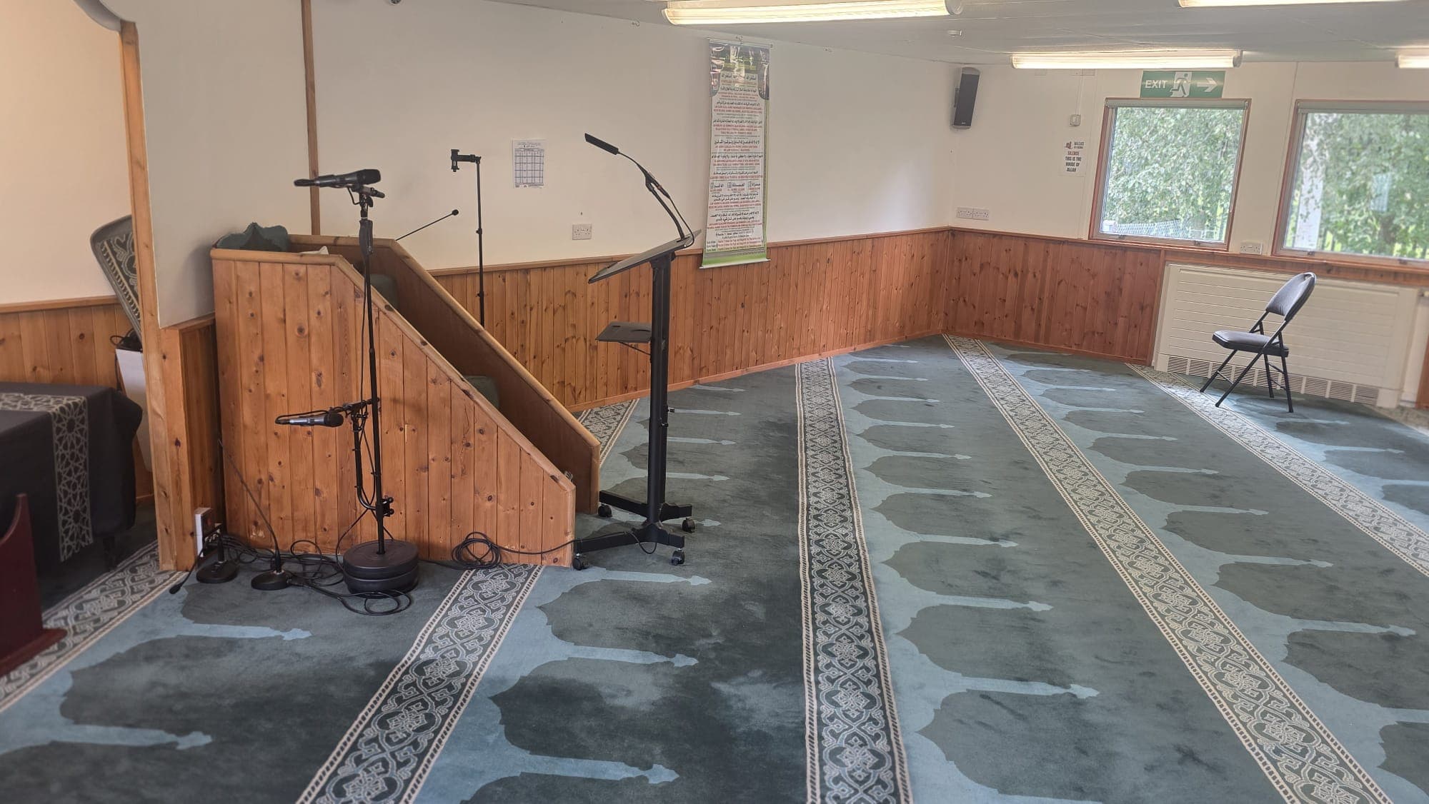 Prayer hall and minbar at Masjid At-Taqwa